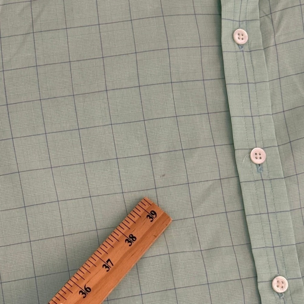 Ralph Lauren Purple Label Mens Mint Green Windowpane Cotton Dress Shirt 16.5 L - Picture 6 of 10